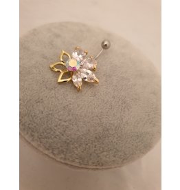 BLA0030-Gold,Flower Belly Ring