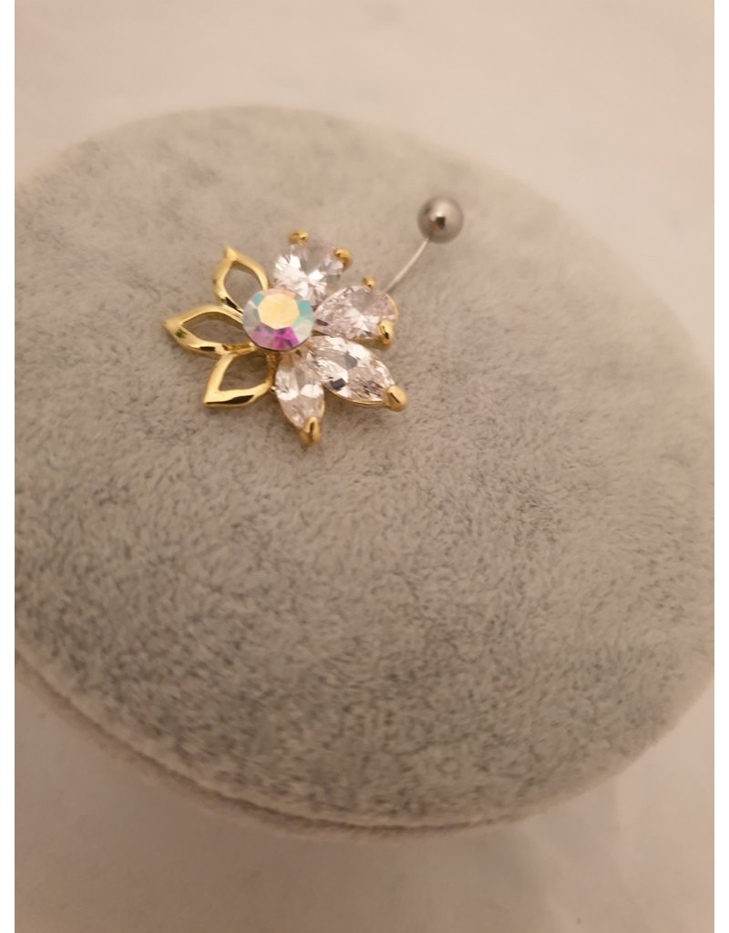 BLA0030-Gold,Flower Belly Ring