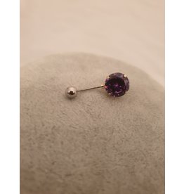 BLA0037-Silver,Purple Belly Ring
