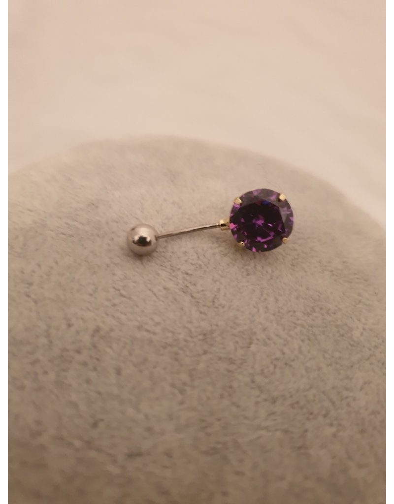 BLA0037-Silver,Purple Belly Ring