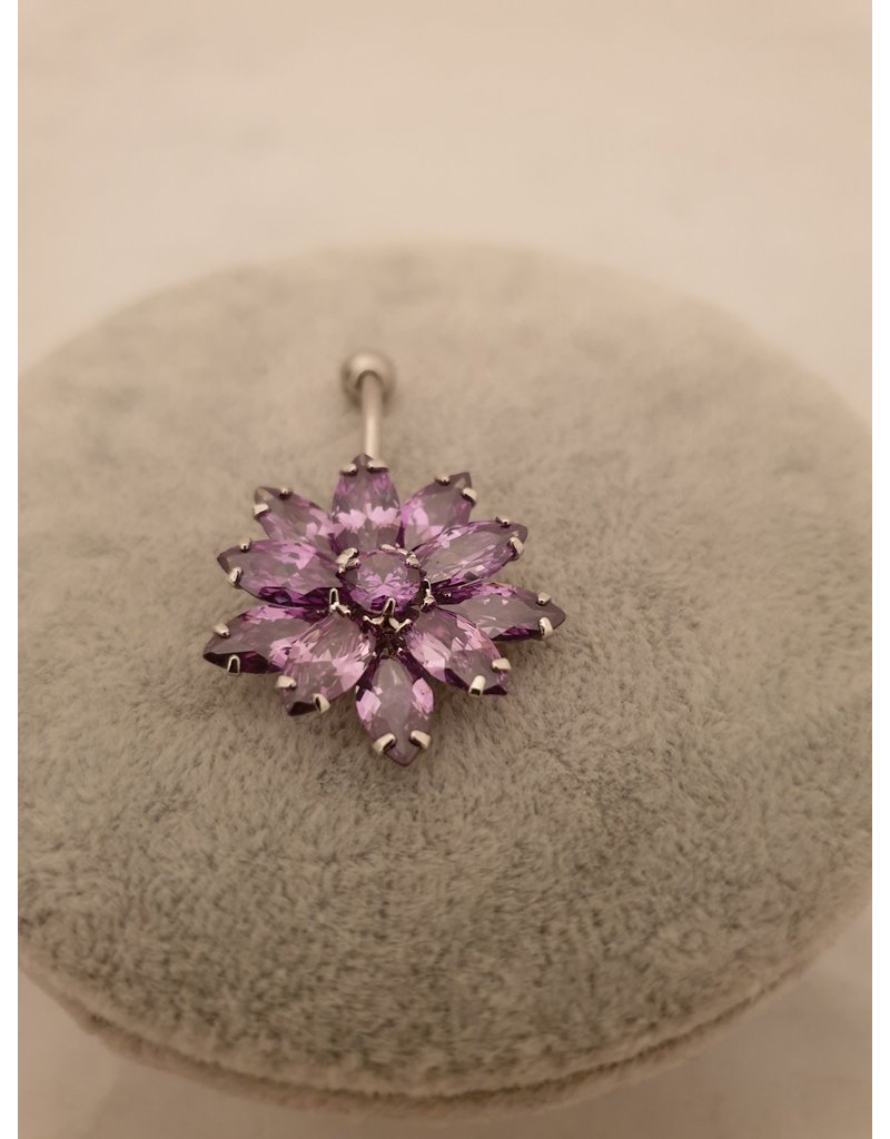 BLA0039-Silver,Purple Belly Ring