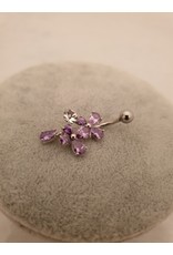 BLA0041-Silver,Purple Belly Ring