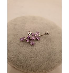 BLA0041-Silver,Purple Belly Ring