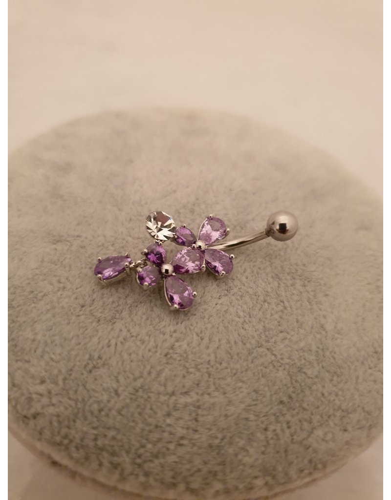 BLA0041-Silver,Purple Belly Ring