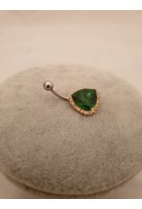 BLA0011-Gold,Emerald Green Belly Rin