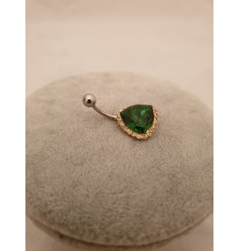 BLA0011-Gold,Emerald Green Belly Rin
