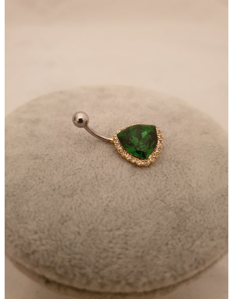 BLA0011-Gold,Emerald Green Belly Rin