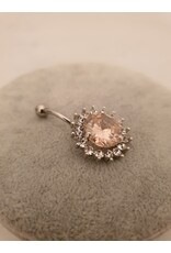 BLA0014-Silver,Pink Belly Ring