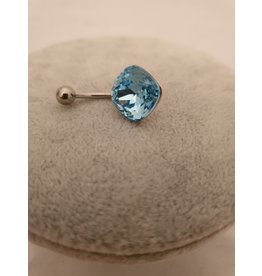 BLA0015-Silver,Blue Belly Ring