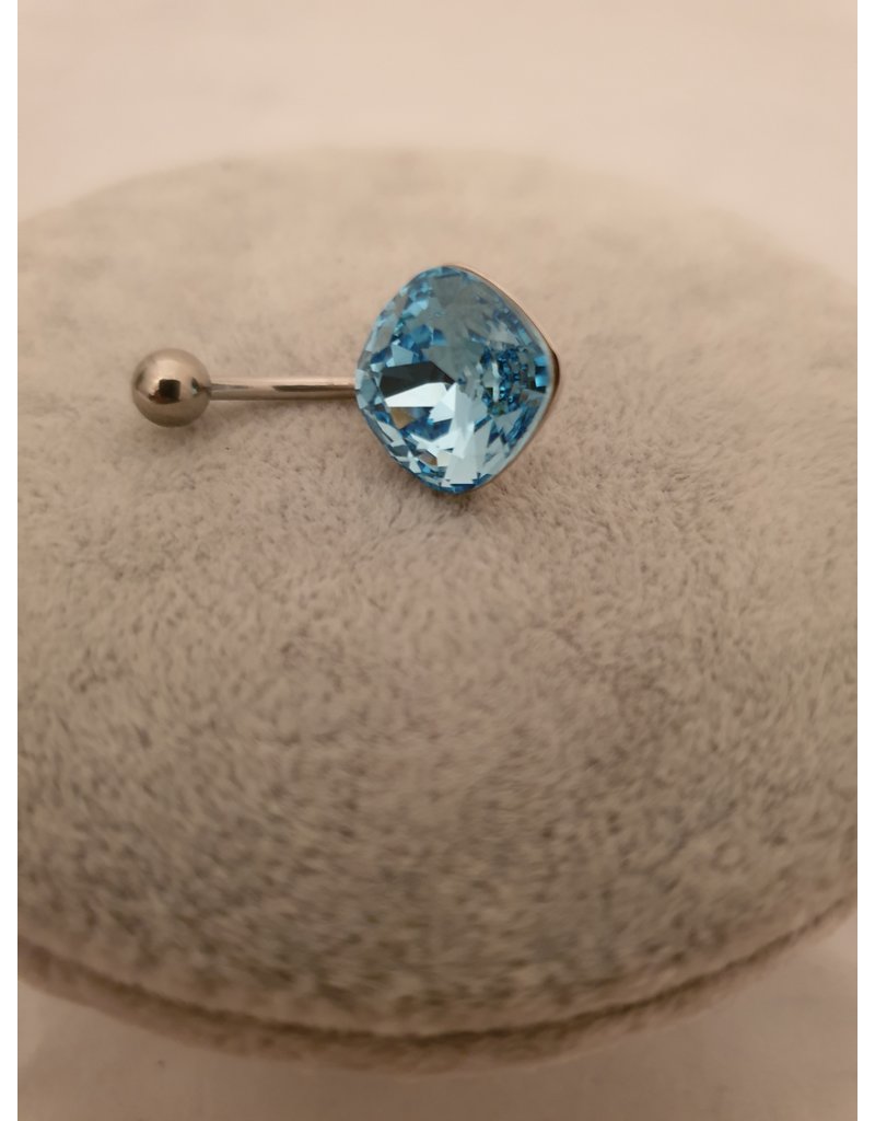BLA0015-Silver,Blue Belly Ring