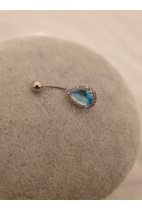 BLA0025-Silver,Blue Belly Ring