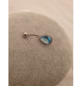 BLA0025-Silver,Blue Belly Ring