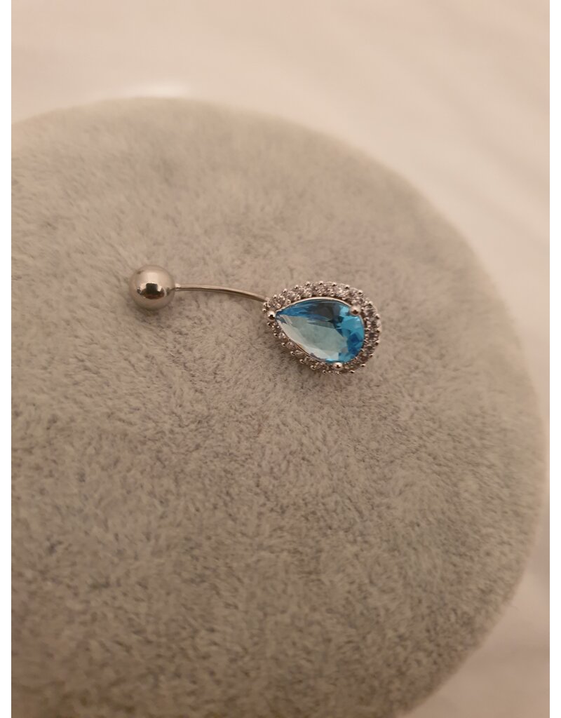 BLA0025-Silver,Blue Belly Ring
