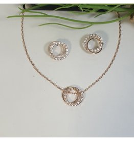 CSC0004 - Rose Gold, Double Circle Necklace Set