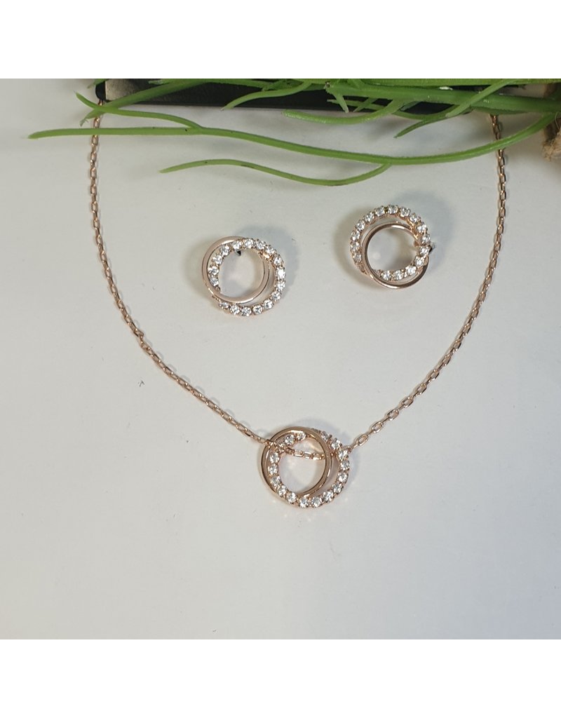 CSC0004 - Rose Gold, Double Circle Necklace Set