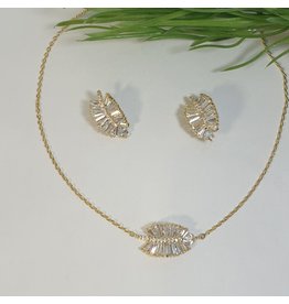 CSC0008 - Gold, Leaf Necklace Set