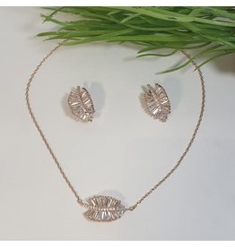 CSC0009 - Rose Gold, Leaf Necklace Set