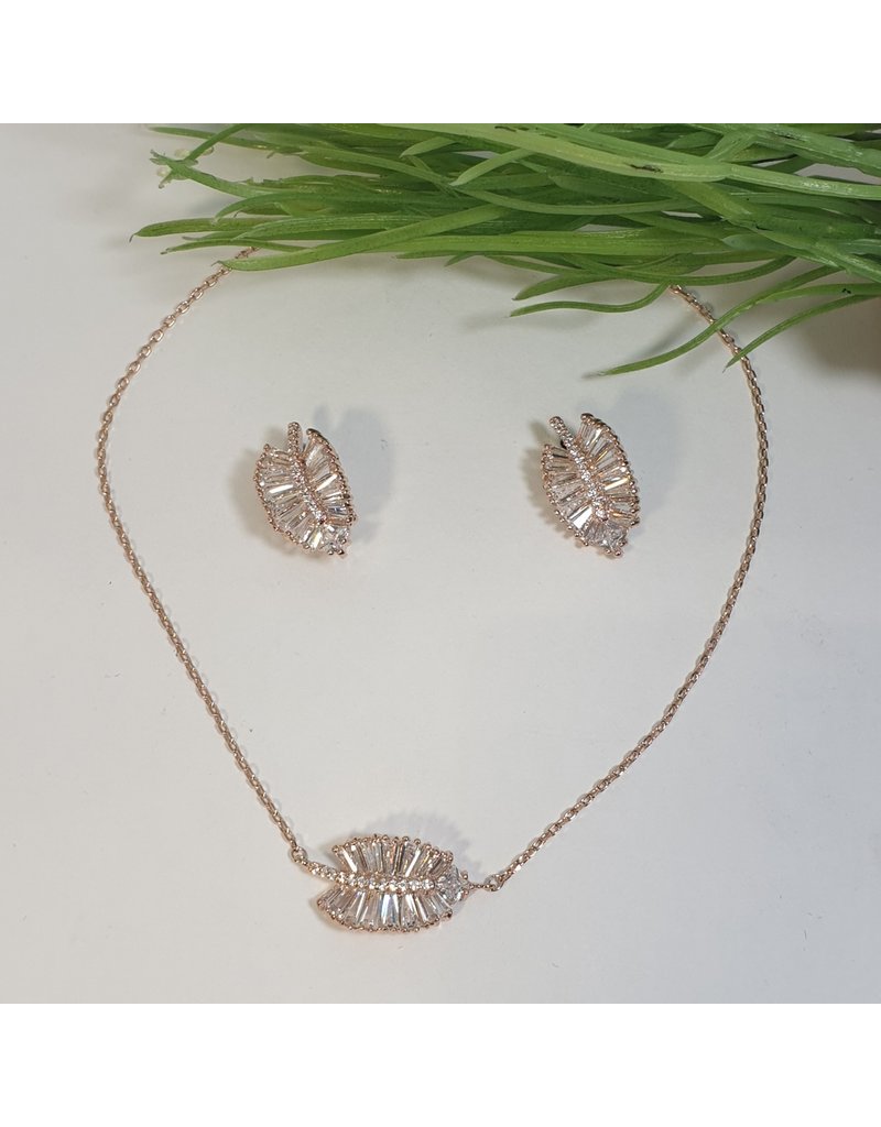 CSC0009 - Rose Gold, Leaf Necklace Set