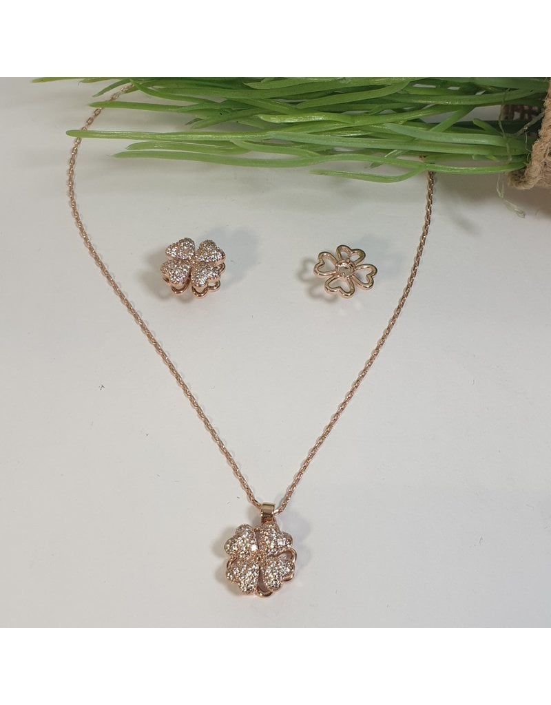 CSC0013 - Rose Gold, Flower Necklace Set