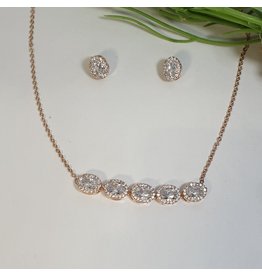 CSC0015 - Rose Gold, Oval Diamond Necklace Set