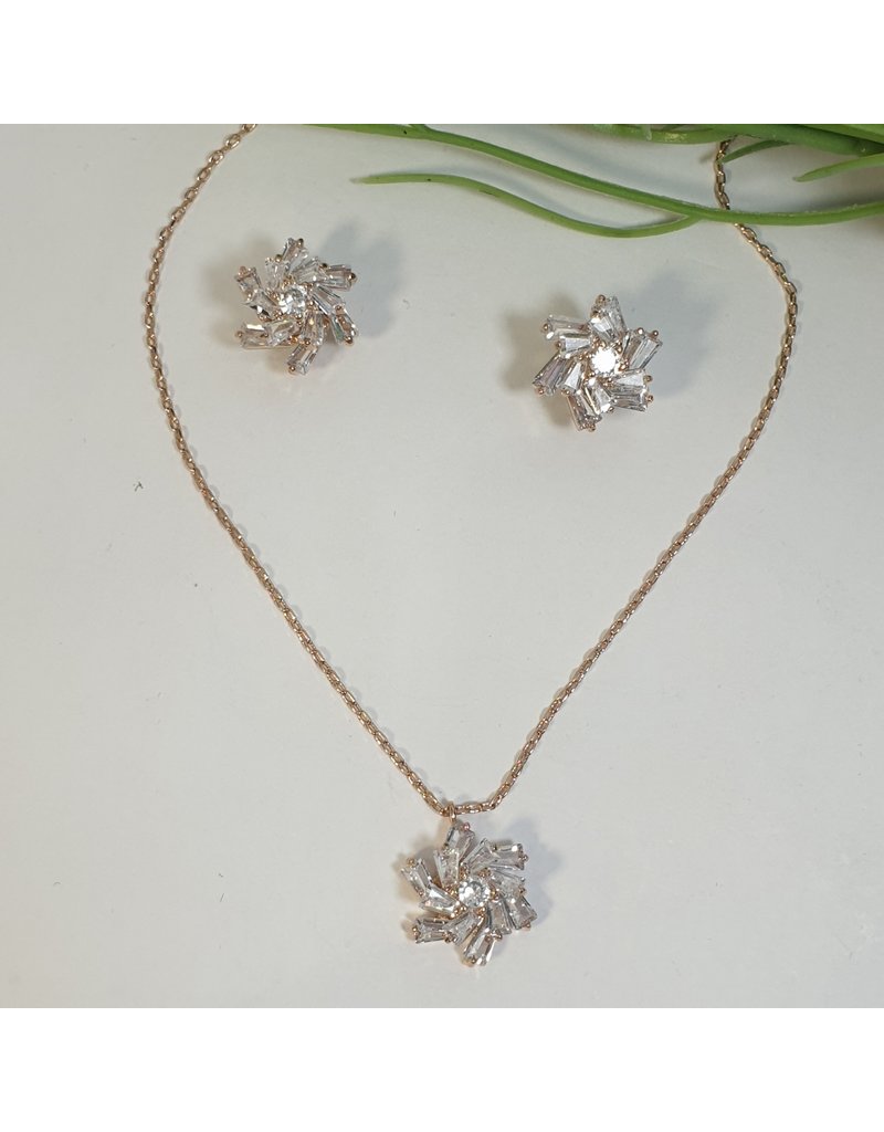 CSC0019 - Rose Gold, Flower Necklace Set