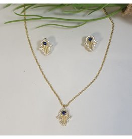 CSC0023 - Gold, Tree, Black Stud Necklace Set