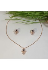 CSC0024 - Rose Gold, Tree, Black Stud Necklace Set