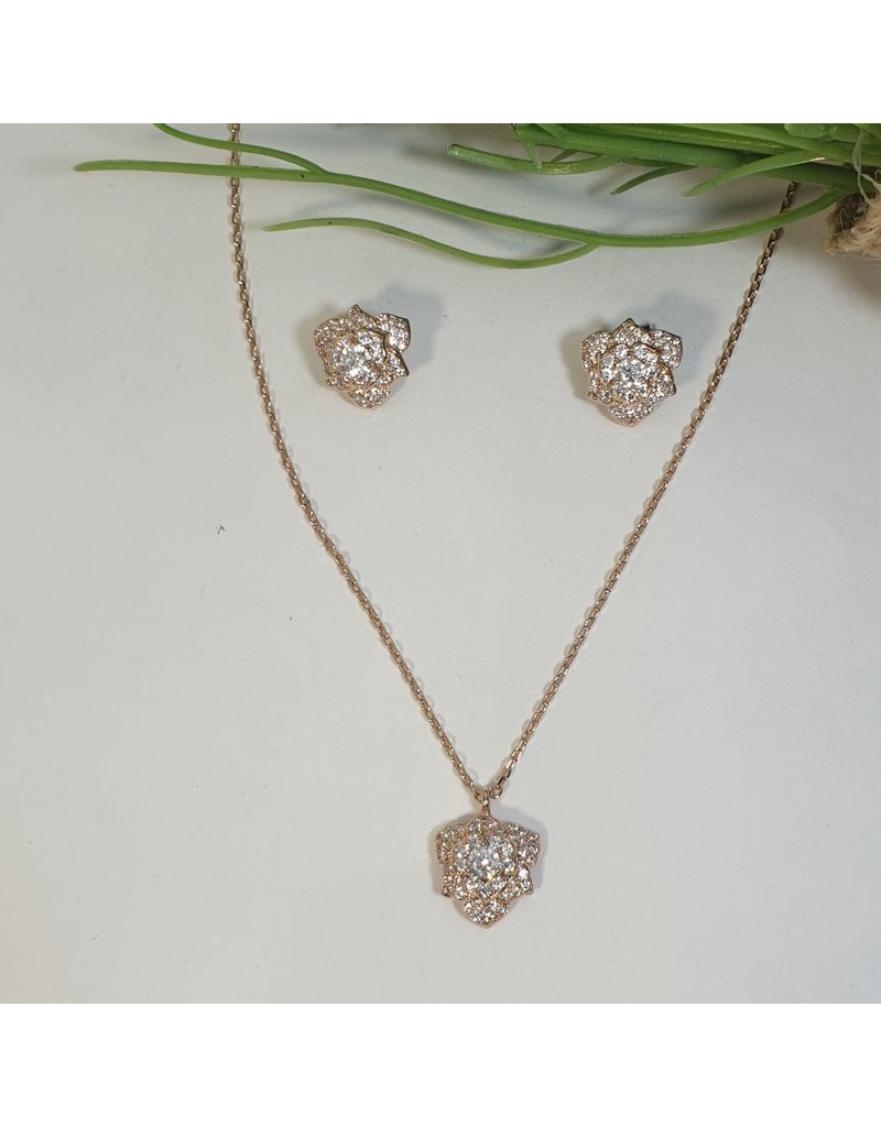 CSC0029 - Rose Gold, Rose Necklace Set