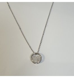 SCD0036 - Silver, Circle Crystal Short Necklace