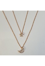 SCD0041 - Rose Gold, Moon & Star Layered Short Necklace