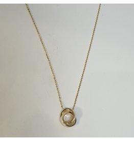 SCD0052 - Gold, Double Circle, White Short Necklace