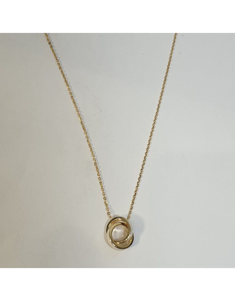 SCD0052 - Gold, Double Circle, White Short Necklace