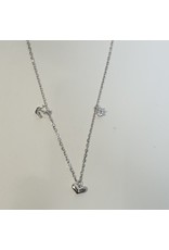 SCD0058 - Silver, Crown, Heart Pendant Short Necklace