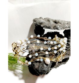 HPD0025 - GOLD PEARL HAIR PIECE