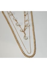 LCD0019 - Gold Pearl Multi-Layer Necklace