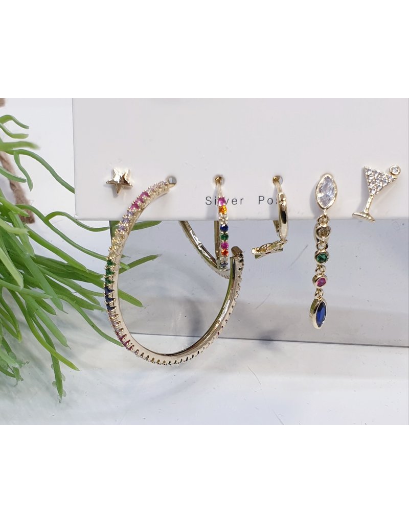 EMA0005 - Gold Hoop, Multicolour,  Multi-Pack Earring