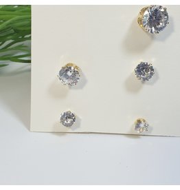 EMA0070 - gold 3 size stud earrings