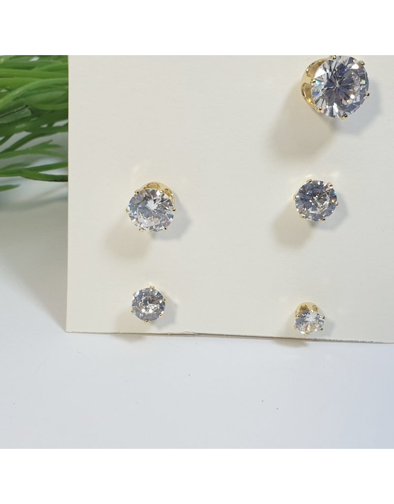 EMA0070 - gold 3 size stud earrings