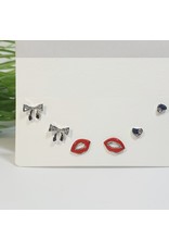 EMA0089 - Silver Lips, Bow  Multi-Pack Earring