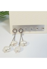 EMA0091 - Silver Pearl, Diamante  Multi-Pack Earring