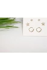 EMA0092 - Gold Shell, Star, Diamante  Multi-Pack Earring