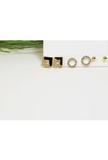 EMA0099 - Gold Black  Multi-Pack Earring