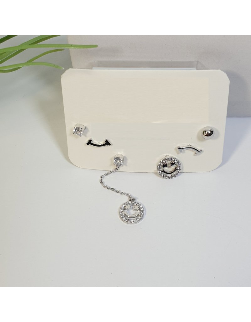 EMA0105 - Silver Smiley  Multi-Pack Earring