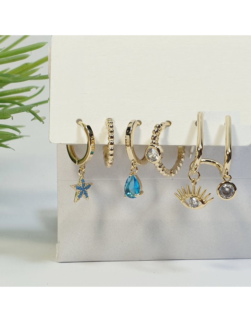 EMA0111 - Gold Turqoise  Multi-Pack Earring