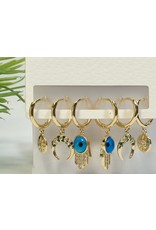 EMA0122 - Gold Turqoise  Multi-Pack Earring