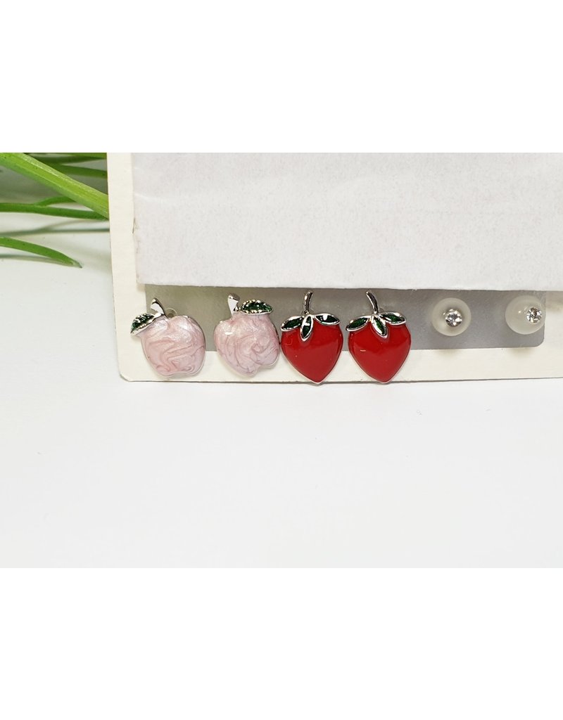 EMA0143 - Silver Strawberry, Apple  Multi-Pack Earring