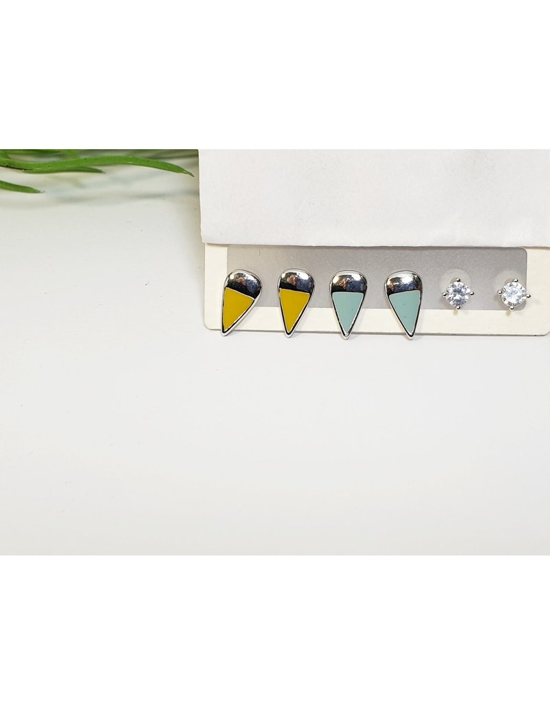 EMA0144 - Silver Turq/Yellow  Multi-Pack Earring