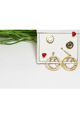 EMA0161 -  Gold, Red Heart  Multi-Pack Earring