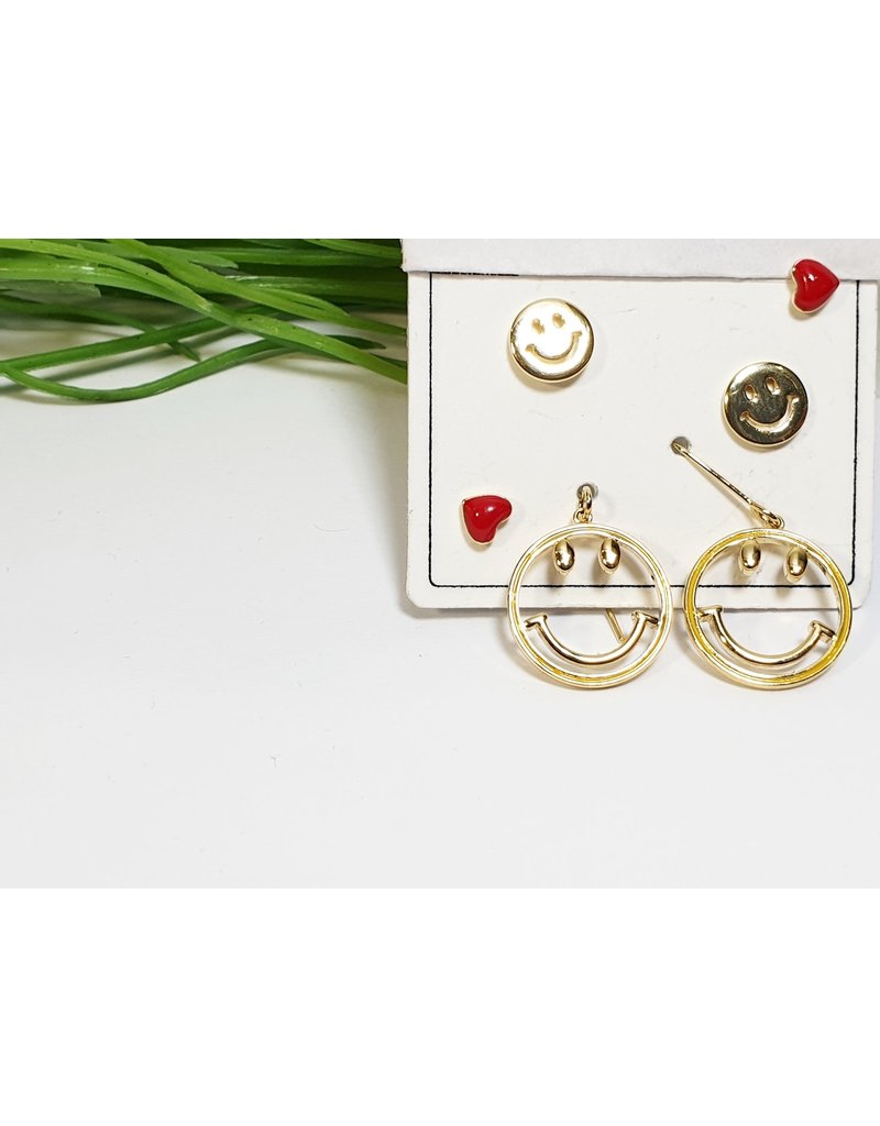 EMA0161 -  Gold, Red Heart  Multi-Pack Earring