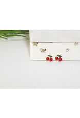 EMA0181 - Silver Red Cherriesf  Multi-Pack Earring